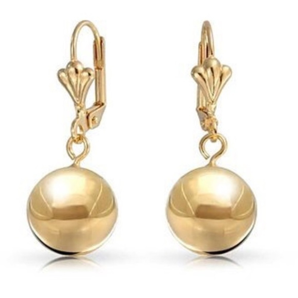 Dangle Gold Spheres  Earrings 18kts of Goldfilled